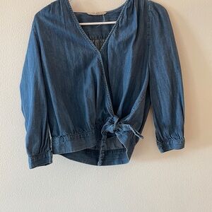 Madewell Blue Denim Wrap Blouse